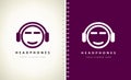 Face and headphones logo vector design